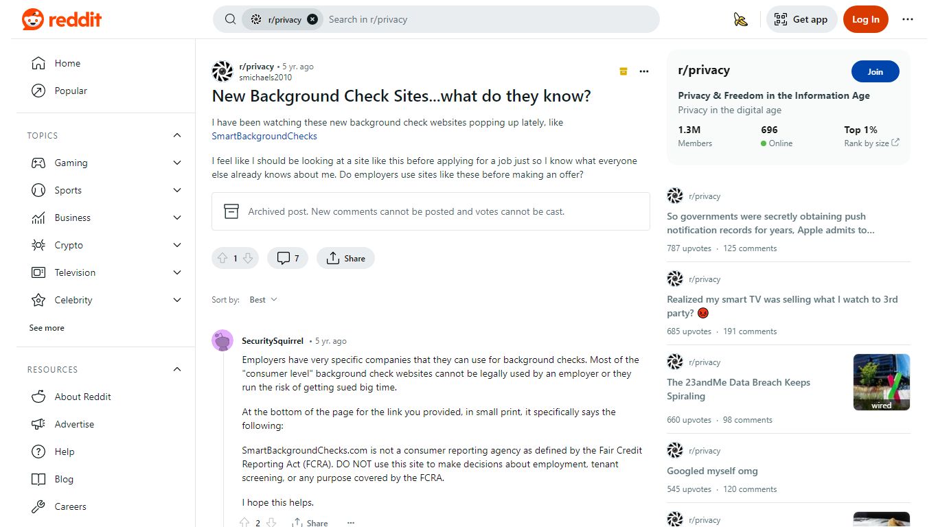 New Background Check Sites...what do they know? : r/privacy - Reddit