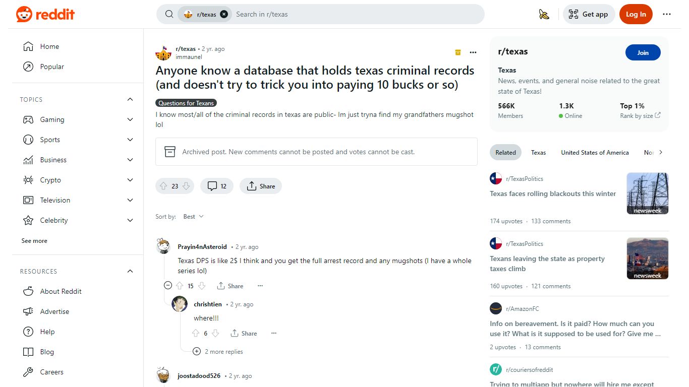Anyone know a database that holds texas criminal records (and ... - Reddit